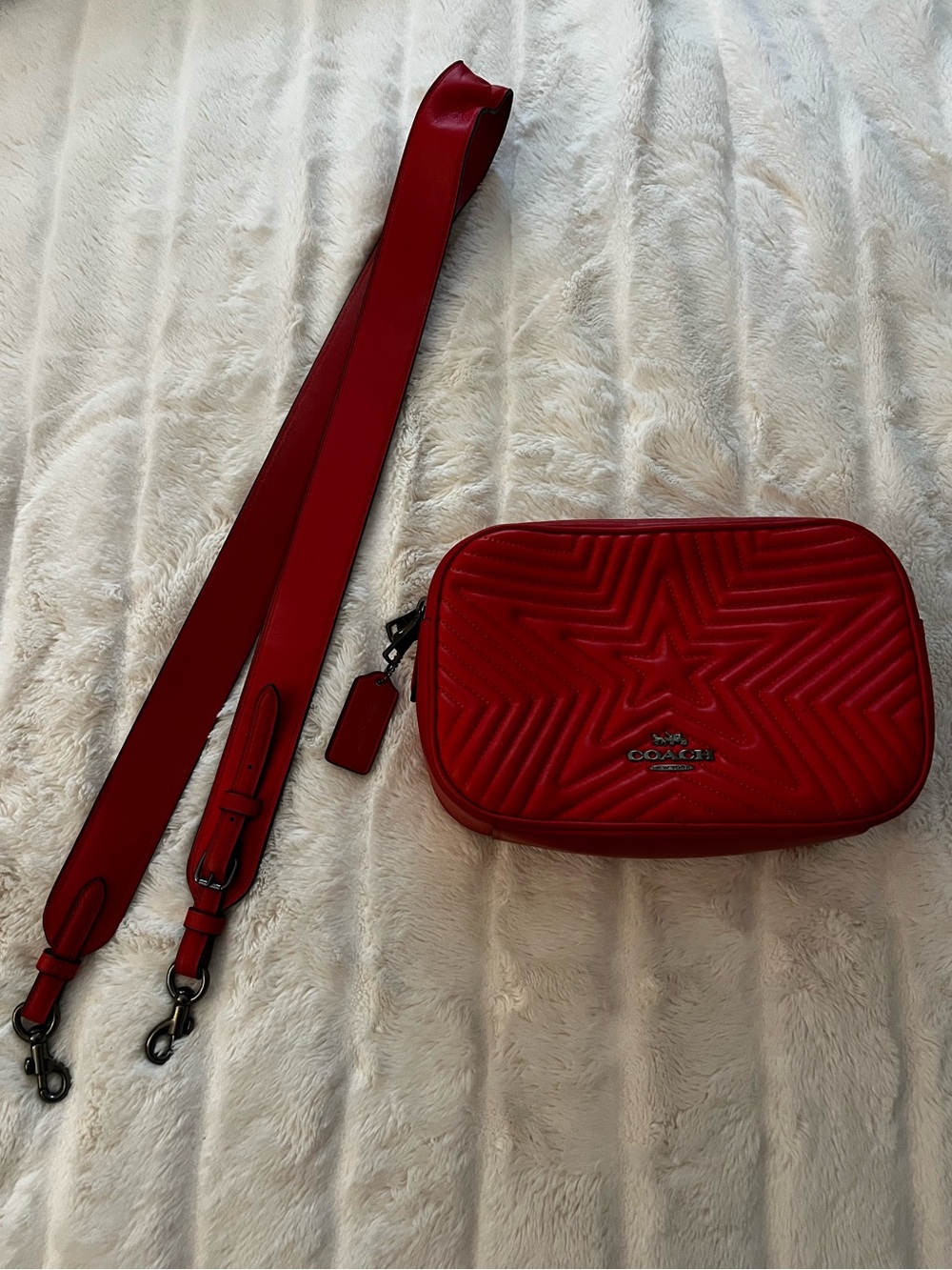 Coach x Marvel Captain America Jes Star Quilted Red Leather Crossbody